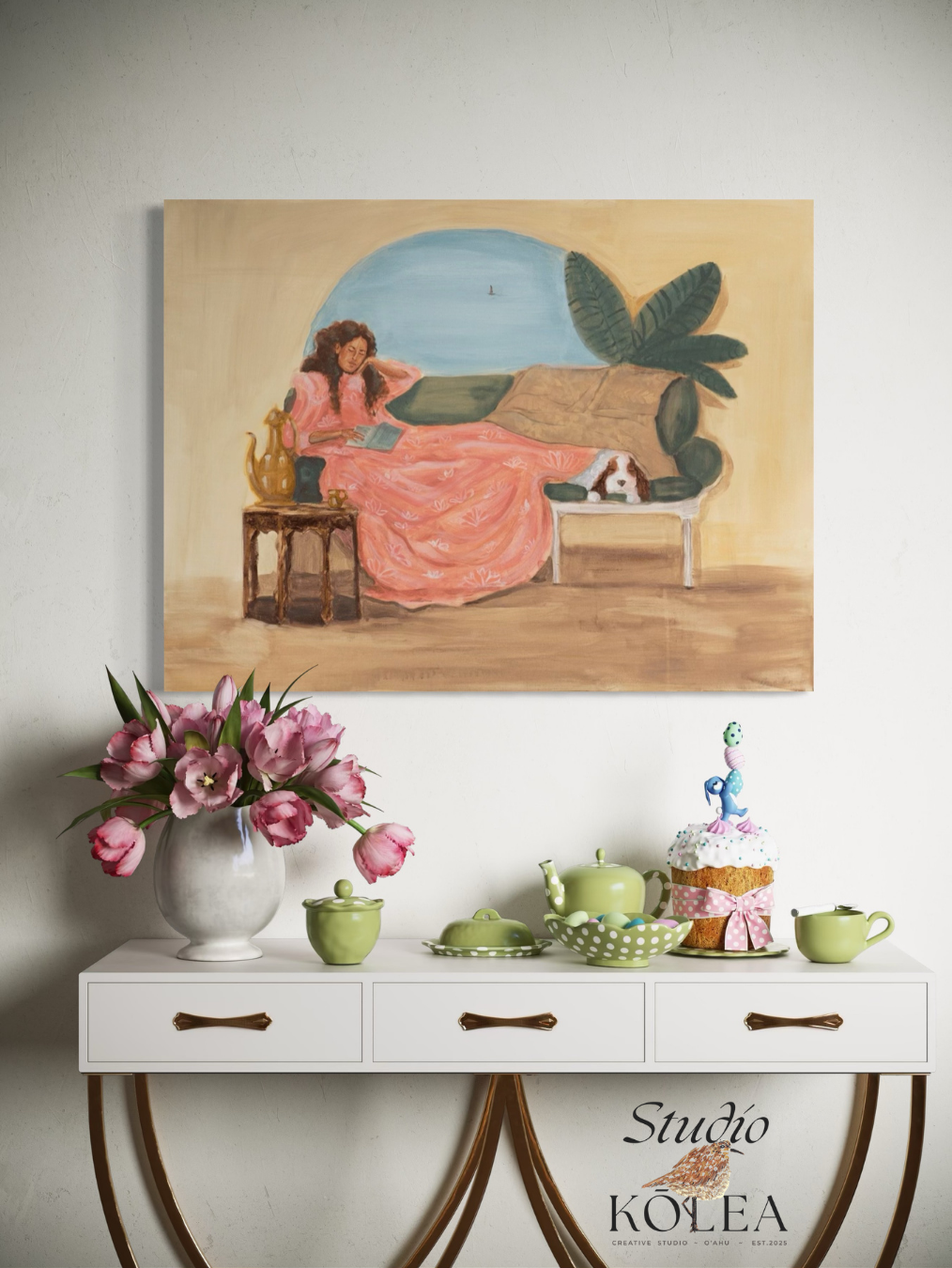 Resting in Mu‘umu‘u — Pink Dreams (Original Painting)