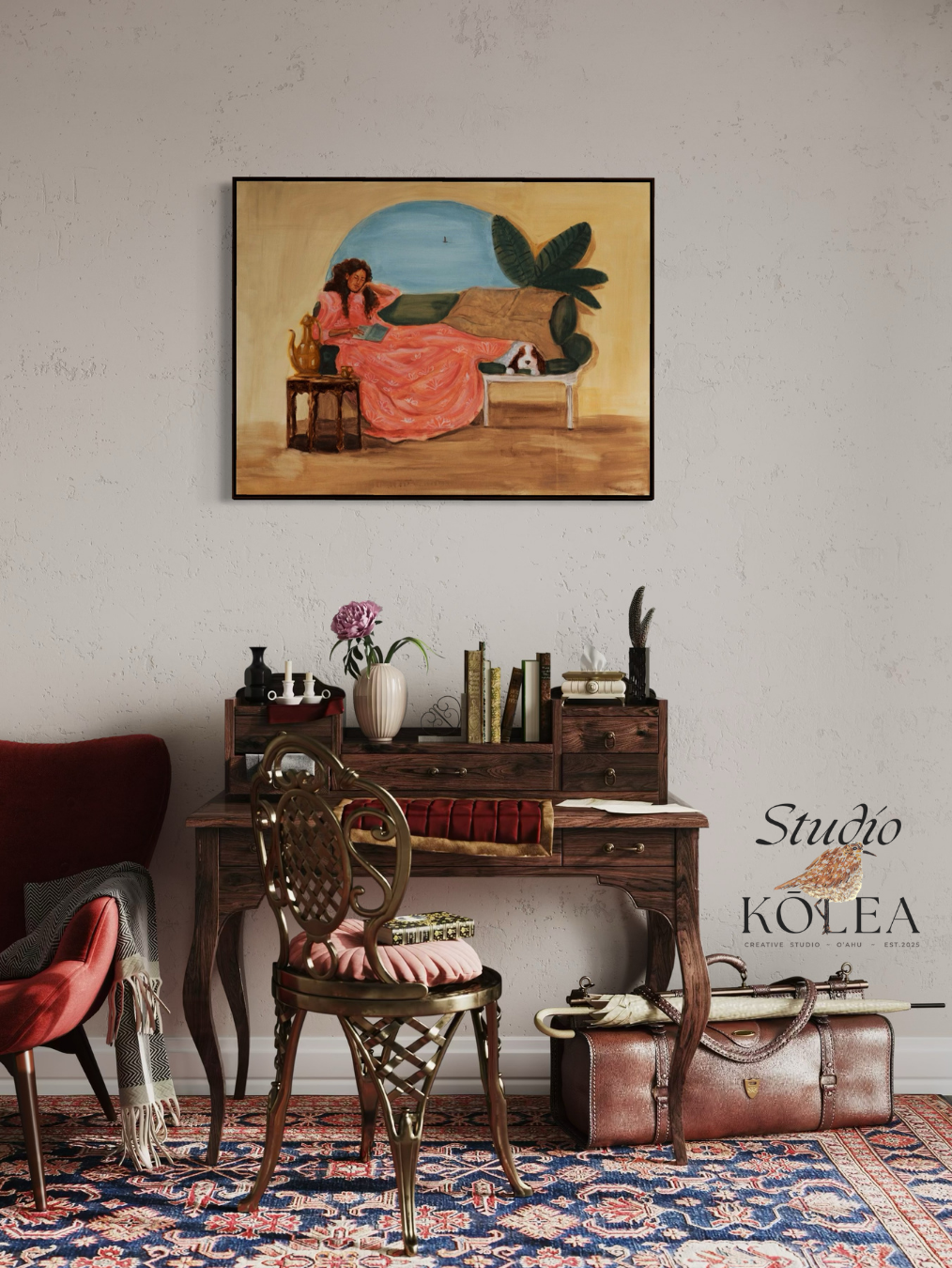 Resting in Mu‘umu‘u — Pink Dreams (Original Painting)