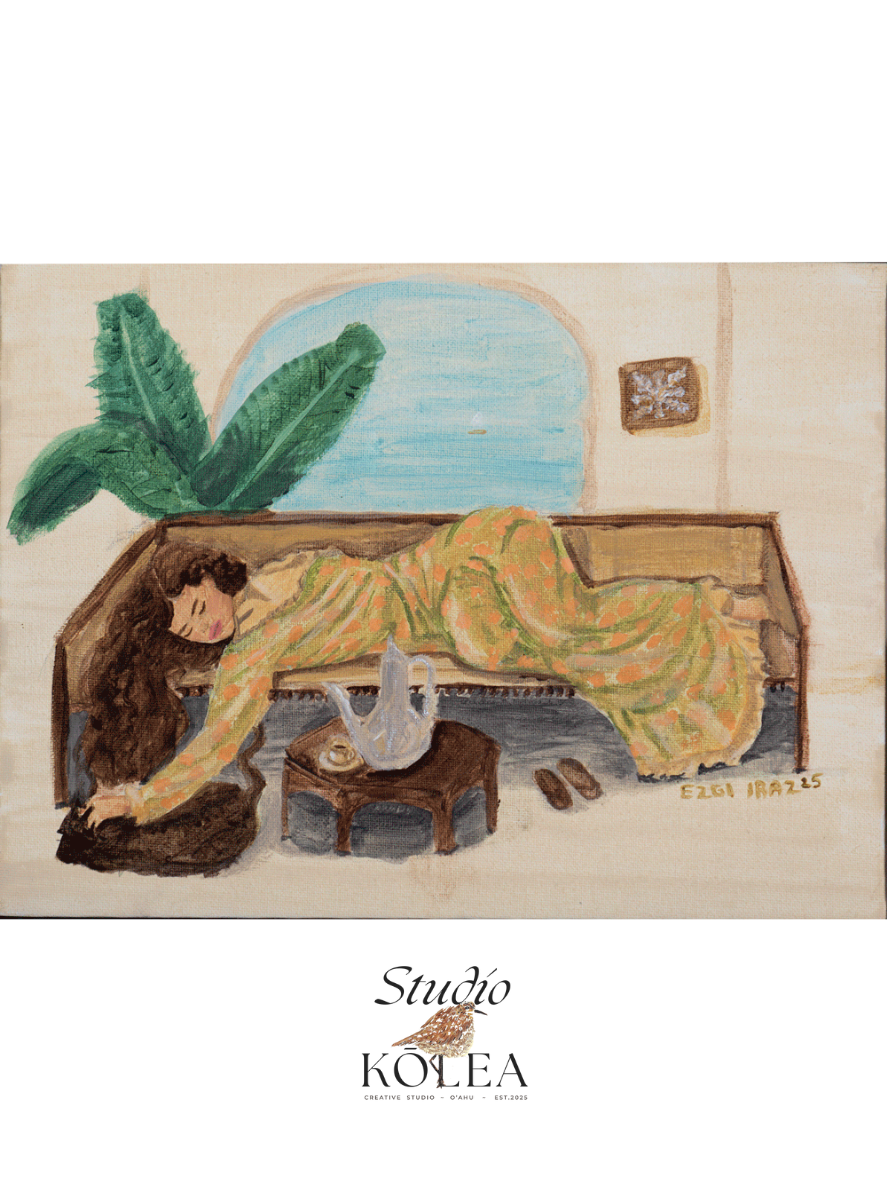 Resting in Mu‘umu‘u — Afternoon Chai (Original Painting)