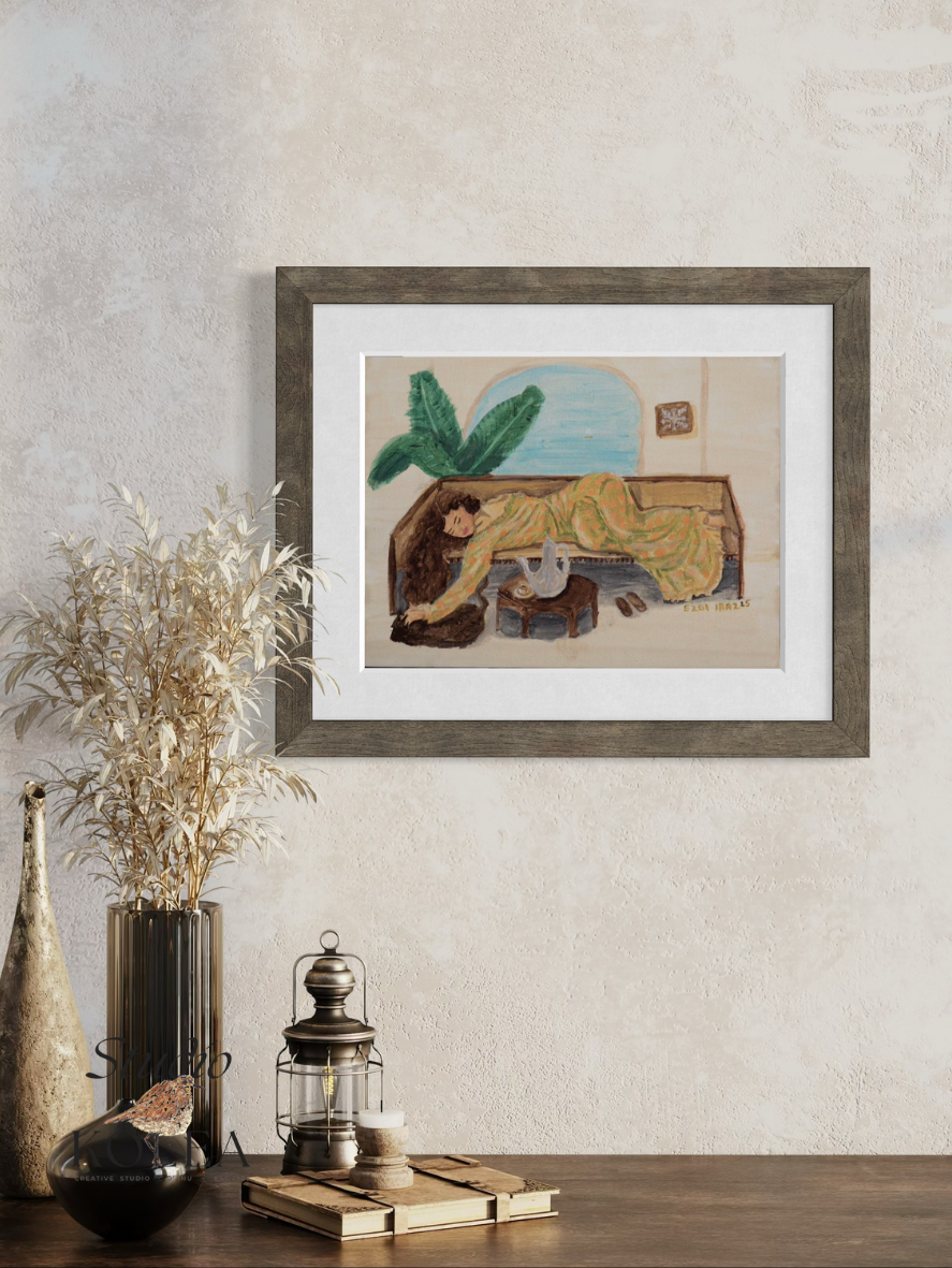 Resting in Mu‘umu‘u — Afternoon Chai (Original Painting)