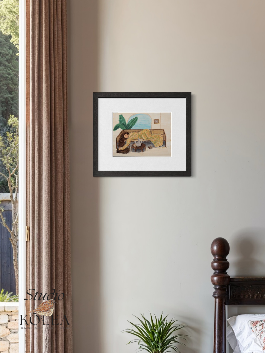 Resting in Mu‘umu‘u — Afternoon Chai (Original Painting)