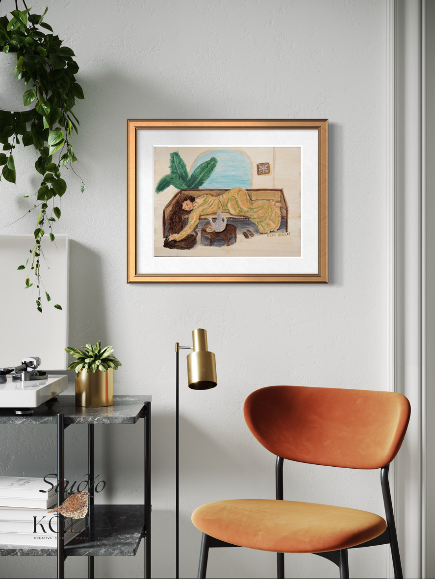 Resting in Mu‘umu‘u — Afternoon Chai (Original Painting)