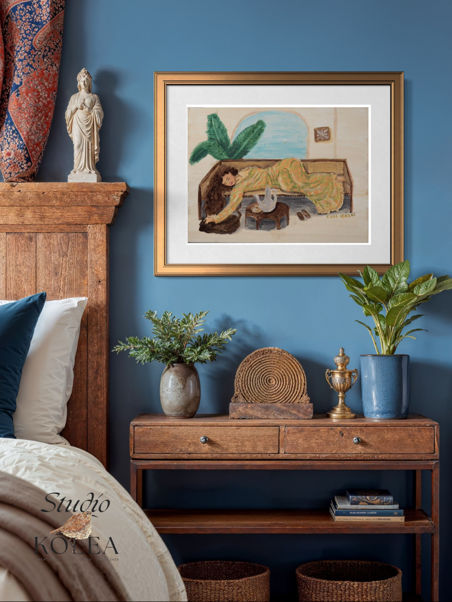 Resting in Mu‘umu‘u — Afternoon Chai (Original Painting)