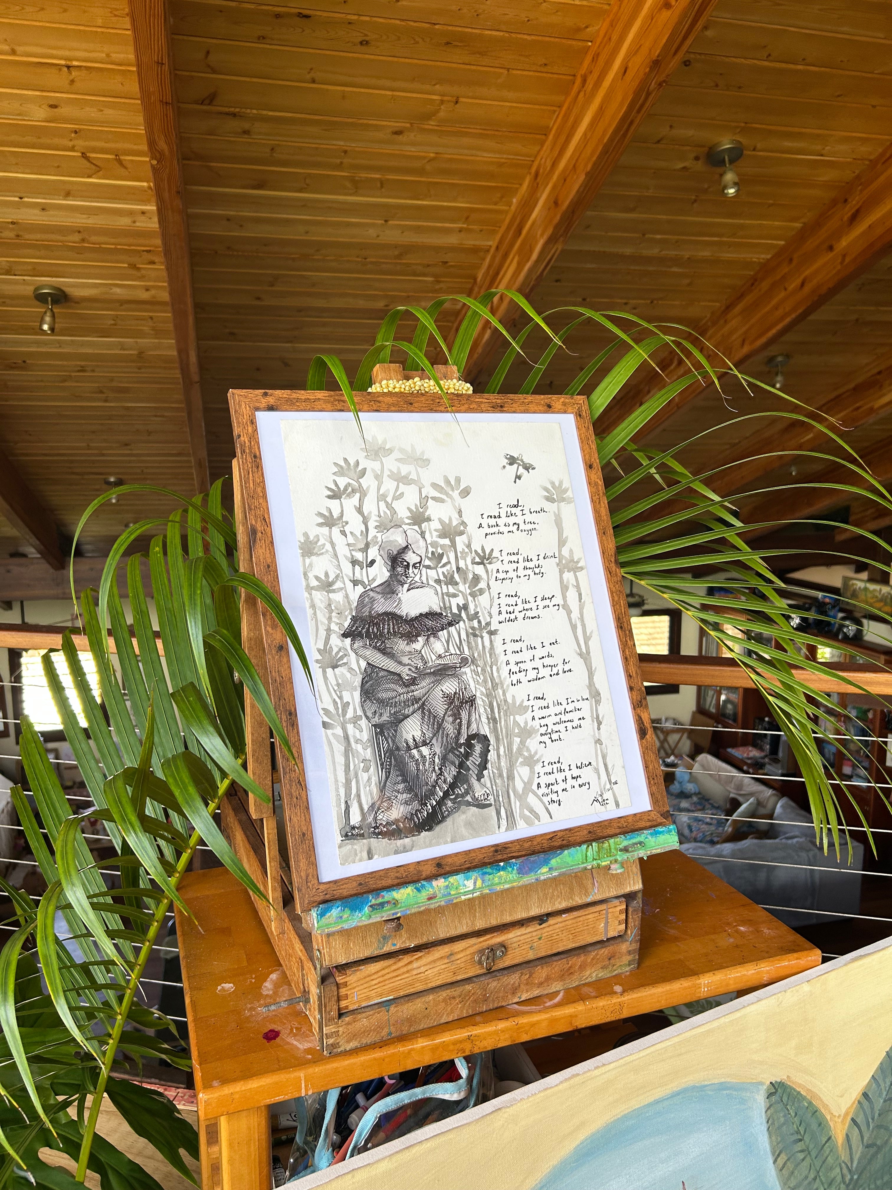 Mu‘umu‘u and a Poem (Original Painting and Poem)