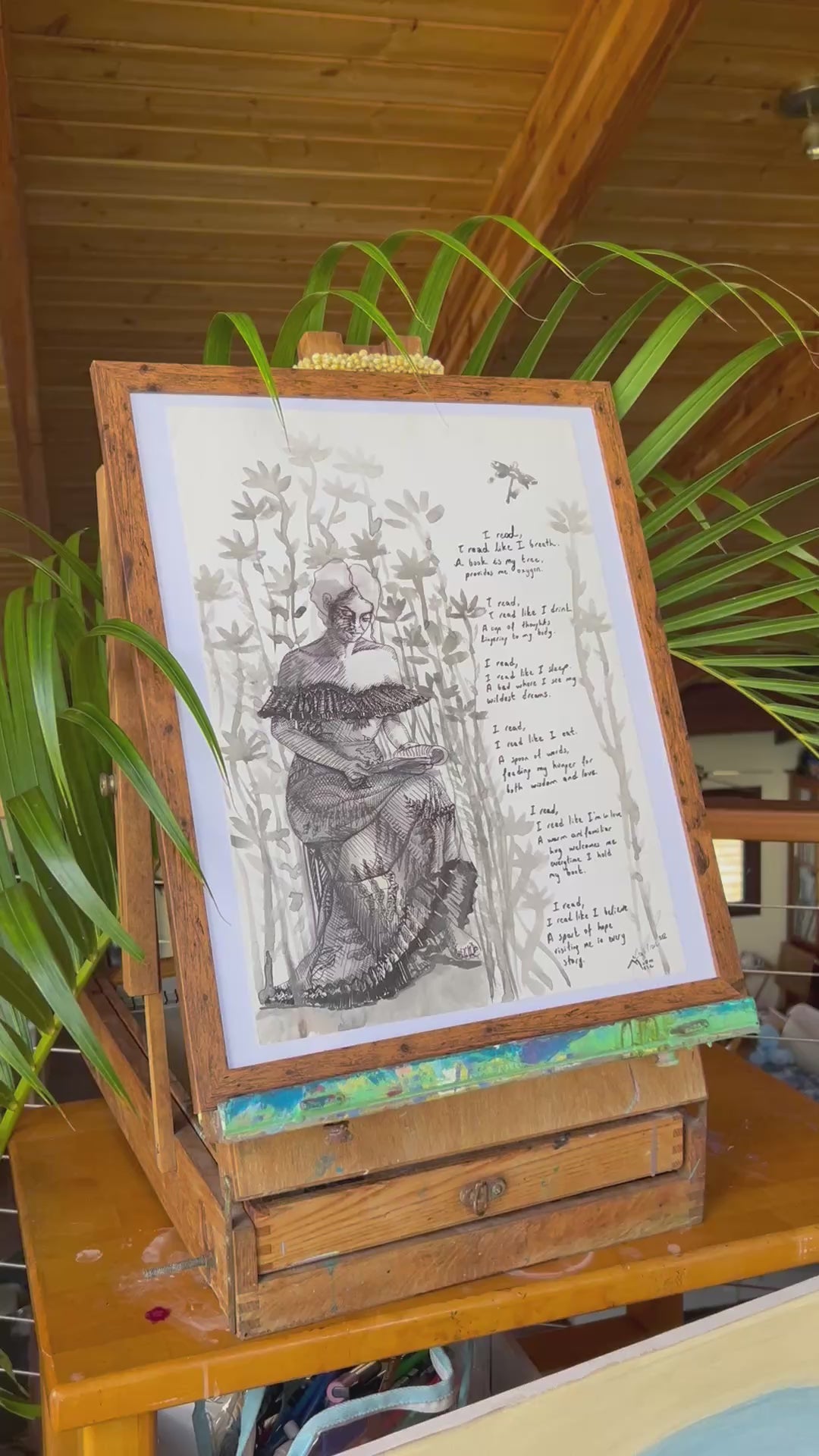 Mu‘umu‘u and a Poem (Original Painting and Poem)
