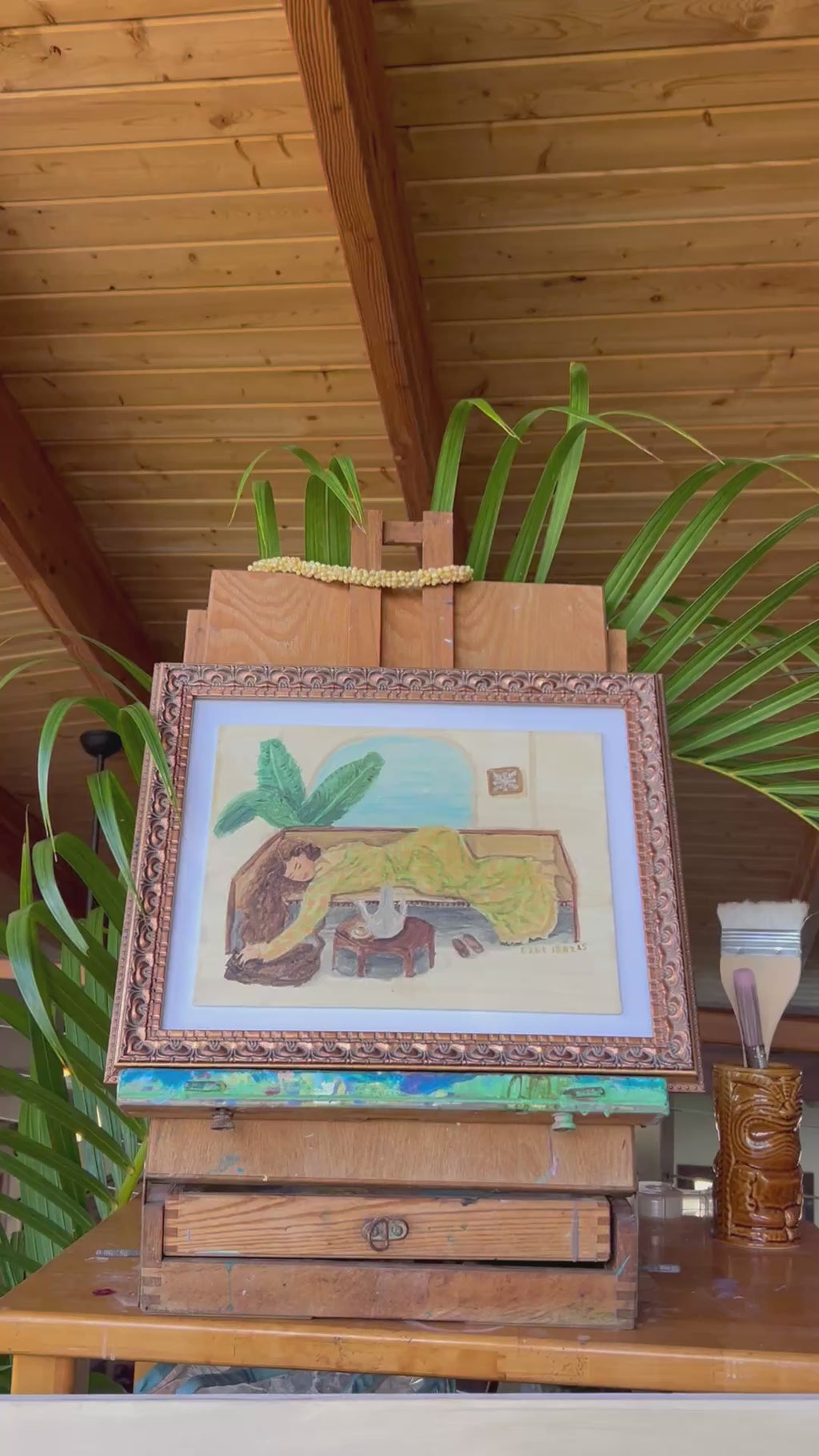 Resting in Mu‘umu‘u — Afternoon Chai (Original Painting)