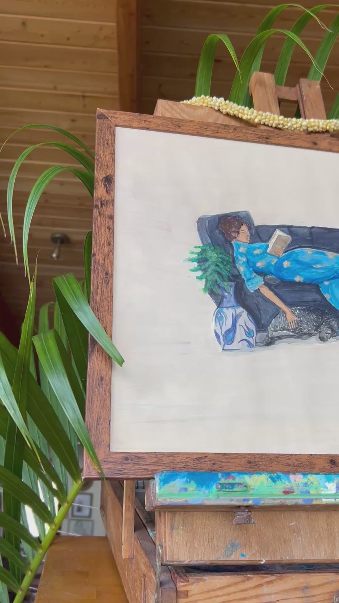 Resting in Muʻumuʻu — Feeling Blessed (Original Painting, Framed)