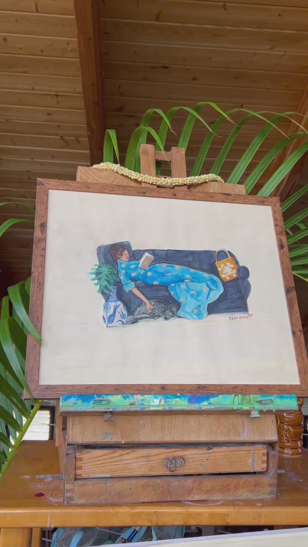 Resting in Muʻumuʻu — Feeling Blessed (Original Painting, Framed)